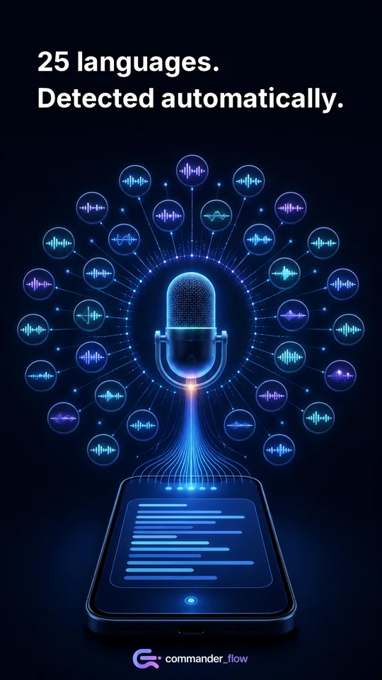 25 recognition languages with automatic detection — visual from the Google Play listing